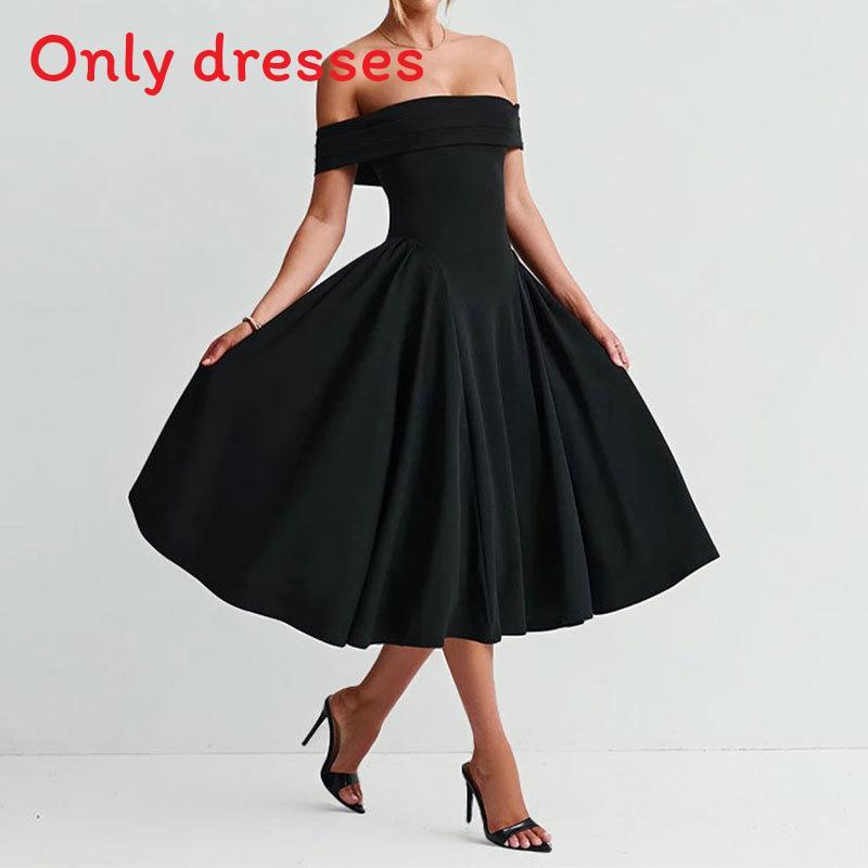Elegant Off Shoulder A Line Dress With High Waist For Casual And Daily Wear