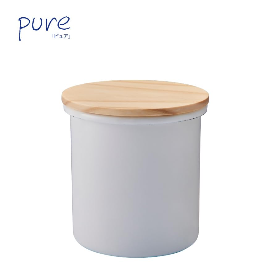 Toyo Horo Pure Enamel Canister, White, Size: Approx. W10.8 X D10.8 X H12 Cm, PU-2312