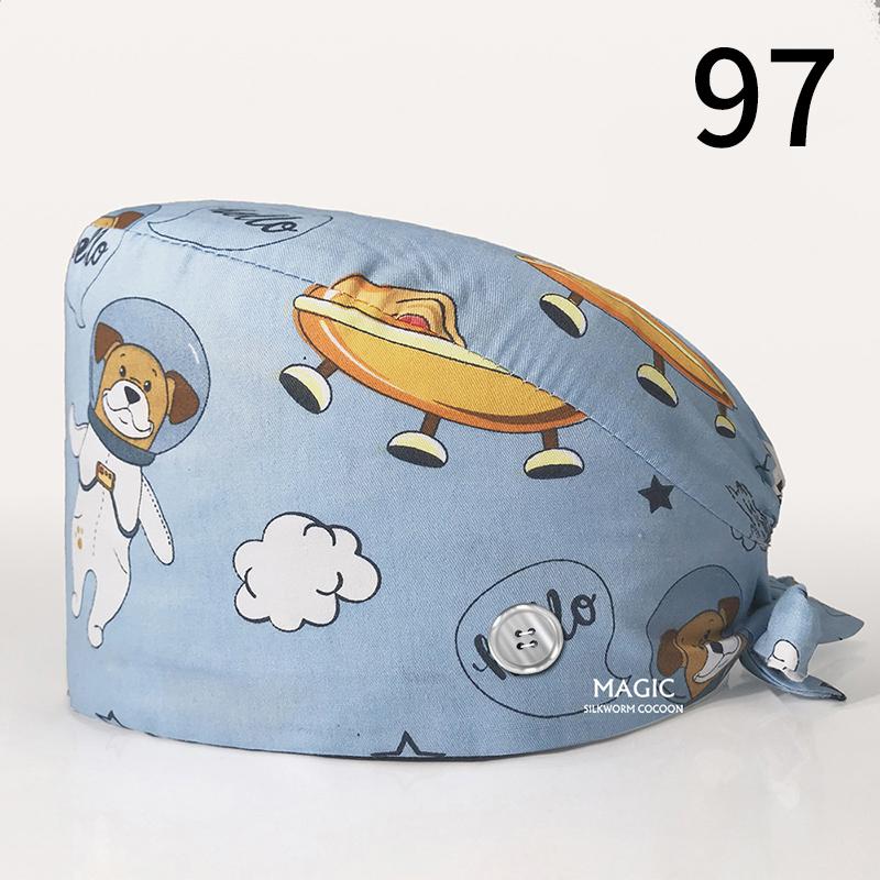 99 стилей эластичная шапка медсестры хирургическая шапка хлопковая маслостойкая пылезащитная регулируемая начес с принтом