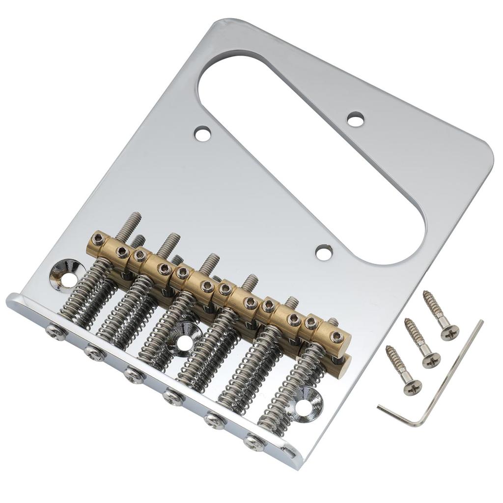 Musiclily Pro Modern Style Telecaster Brass for Electric Chrome 10.8mm Bridge, 6-Way Saddle, Telecaster-Type Guitars,