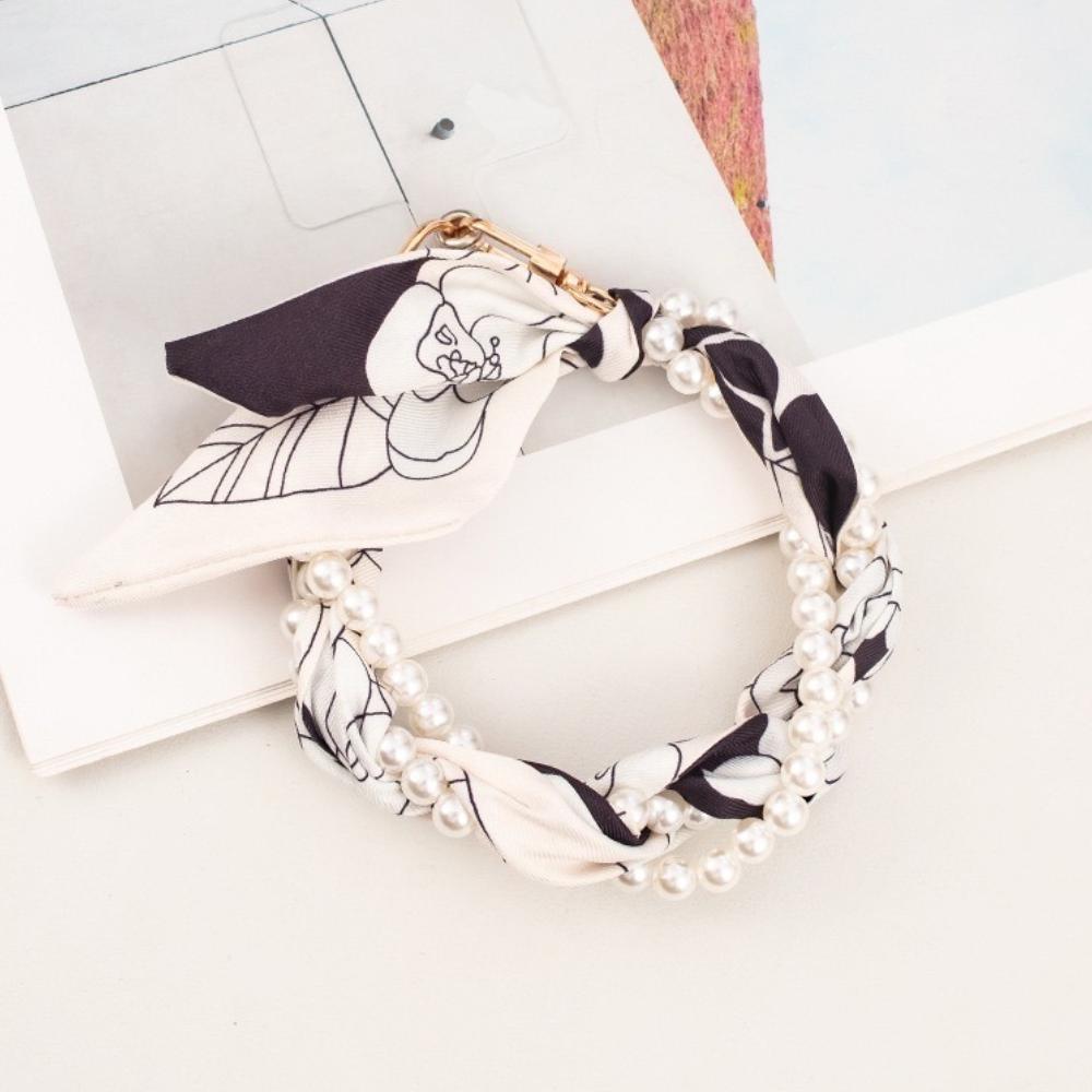 Mobile Phone Chain Network Red Short Rope Mobile Phone Lanyard Creative Ins Wind Pearl Mobile Phone Lanyard Double Buckle Braided Silk Scarf