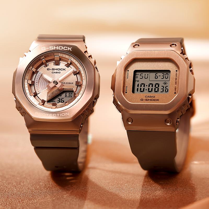 Casio Полностью металлическая серия-восьмиугольная модный тренд спортивные водонепроницаемые восьмиугольные металлические часы бронза кварцевый механизм полимерный ремешок японский и GM-S2100BR-5APR