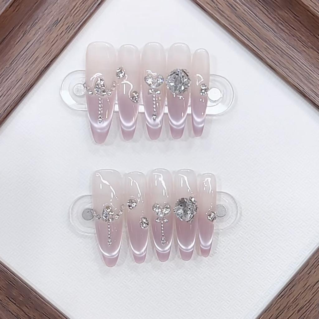 Hand-woven Nail Glass Dream Long Thin Dog Cat Eyes Flash Pure Desire Big Diamond Nail Patch