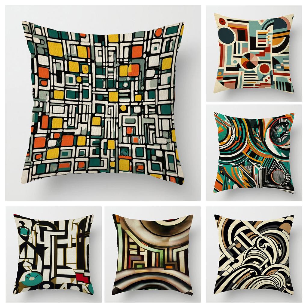 Home Decor Abstract Geometric Pattern Digital Print Pillowcase Pattern Cushion Cover Suitable for Sofa Bedroom Car Pillow Cover