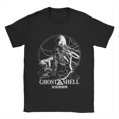 Футболки Ghost Soldier Ghost In The Shell Мужские Аниме Манга Смешные Хлопковые Футболки Круглый Вырез Короткий Рукав Футболки 4XL 5XL Одежда