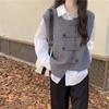 Spring and Autumn Outward Cardigan Shoulder Style Literary and Artistic Design Irregular Knitted Vest for Women