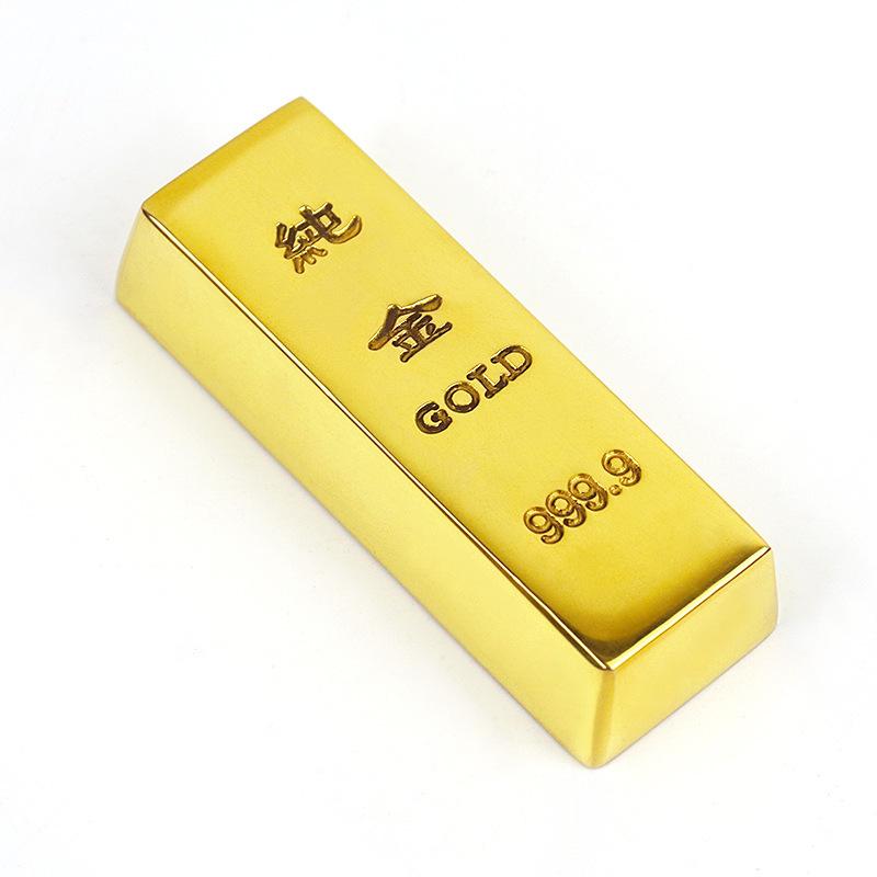 Pure Copper Solid Gold Bar Handicraft Ornaments Lucky Simulation Gold Brick Paperweight Copper Material Gold Bar Decoration Gift