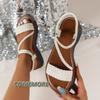 Fashion 2024 New Summer Sandals Women's Casual Shoes New Sole Durable Ladies White Outdoor Beach Platform Sandals Roman Style Large Size