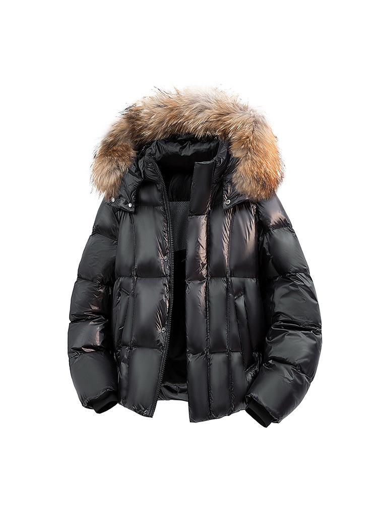 Зимняя мода 2025: Толстая пуховая куртка с большим меховым воротником, 90% белого утиного пуха, Универсальная и теплая, Морозостойкая верхняя одежда