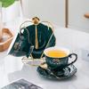 British Court Luxury Tracing Gold Coffee Cup and Plate Two-piece Set of Ceramic Cup Water Cup Flower Tea Cup Milk Cup