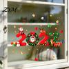 Easy Installation Window Stickers 2027 Christmas New Year Clings, Santa Reindeer Gift Ball Static Claus Decals, PVC Removable Glass for Home