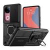 KEYSION Shockproof Armor Phone Case for VIVO V50 5G Slide Camera Lens Protection Ring Stand Phone Back Cover for VIVO V50 5G