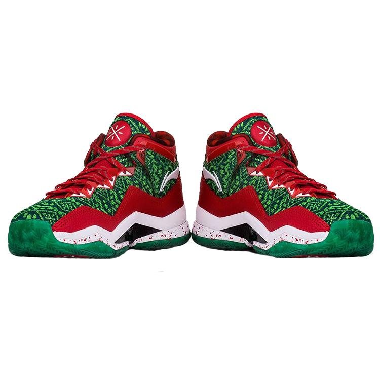 Li Ning WOW 3 Way Of Wade 3 Рождественские Нескользящие Средние Баскетбольные Кроссовки Мужские Зеленый Красный Белый ABAJ013-12