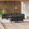 Day and Night - Day and Night Garden Furniture 7 Pieces and Cushions Black Solid Pine Wood