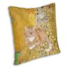 Lovely Cartoon Klimt Style Cat Kitten Throw Pillow Cover Home Decor Square Gold Animal Art Cushion Cover 45X45Cm For Living Room