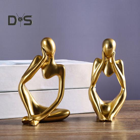 3 шт. абстрактная фигурка мыслителя, мини-статуэтка сидящего мыслителя из смолы, скульптура для гостиной, домашнего офиса, книжной полки, украшения для рабочего стола