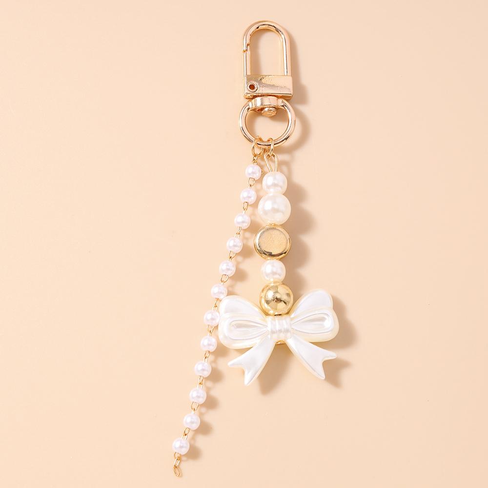 Pretty Pearl Shell Keychain Women Girls Rhinestones Beads Key Ring Pendants for Handbag Decor DIY Key Chain Jewelry Gifts