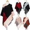 Women Long Tassel Winter Wool Blend Soft Warm Scarf Wrap Shawl Plaid Scarf