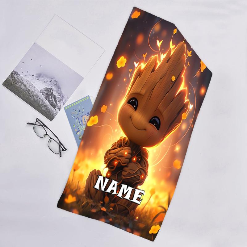 1pc Groot3 Beach Towel with Custom Name, Beach/Swimming/Bath/Picnic/Camping Towel, Suitable for Seaside Beaches