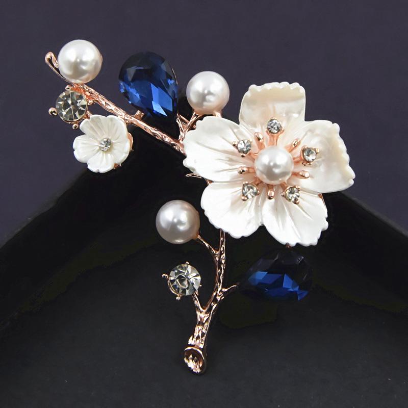 Exquisite Carved Shell Plum Brooch Pin Elegant Women Clothing Accessories Brooches Corsage