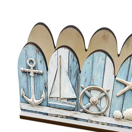 Ocean Themed Wooden Napkin Holder for Table, Summer Coastal Napkin Dispenser, Rustic Tissue Holder for Kitchen, Dining Room