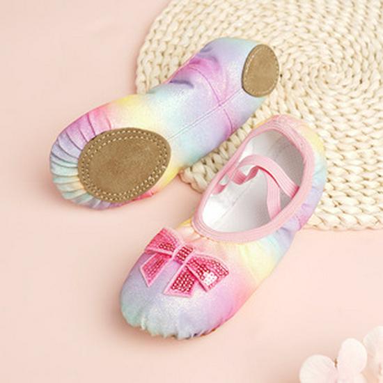 Детские балетные туфли с кошачьей лапкой: Эластичная, Мягкая Подошва, Холщовая Тренировочная Обувь без Шнурков