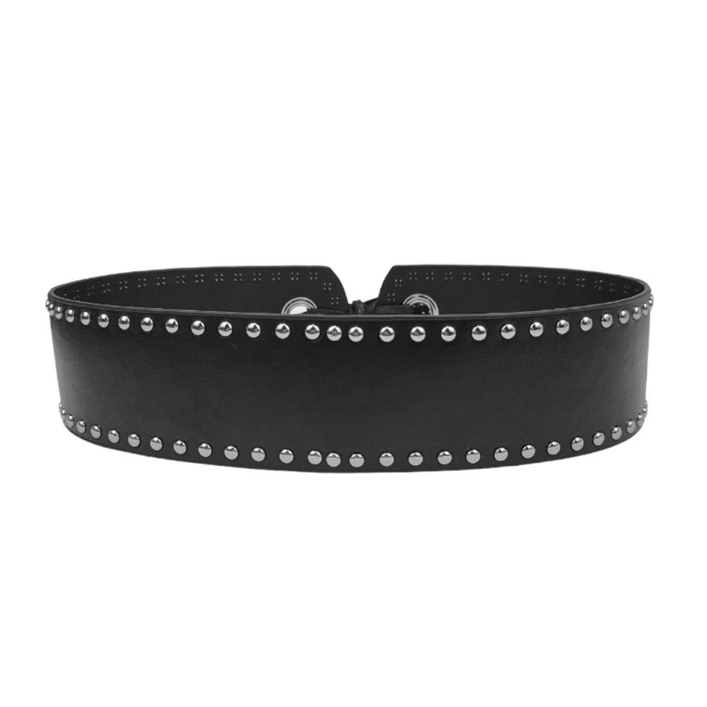 Однотонные заклепки кушаки регулируемый корсет на талии панк широкий пояс дамы