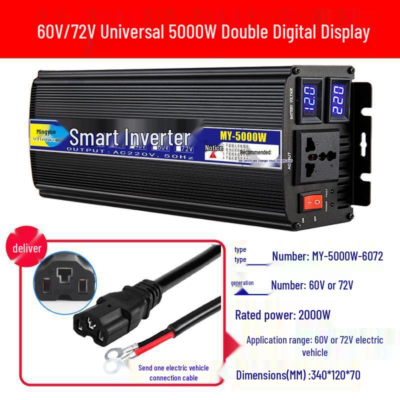 High-Power Electric Vehicle Inverter 48V-72V to 220V Universal Battery Converter