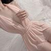 Sex underwear neck skirt European and American French nightgown dinner bar uniform mesh backless perspective nightclub dress