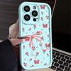 Матовый чехол TPU с цветочным принтом и бантом для iPhone 16 Pro Max 15 Pro 14 13 12 11 XS XR, защита линз, противоударный мягкий силиконовый чехол для телефона