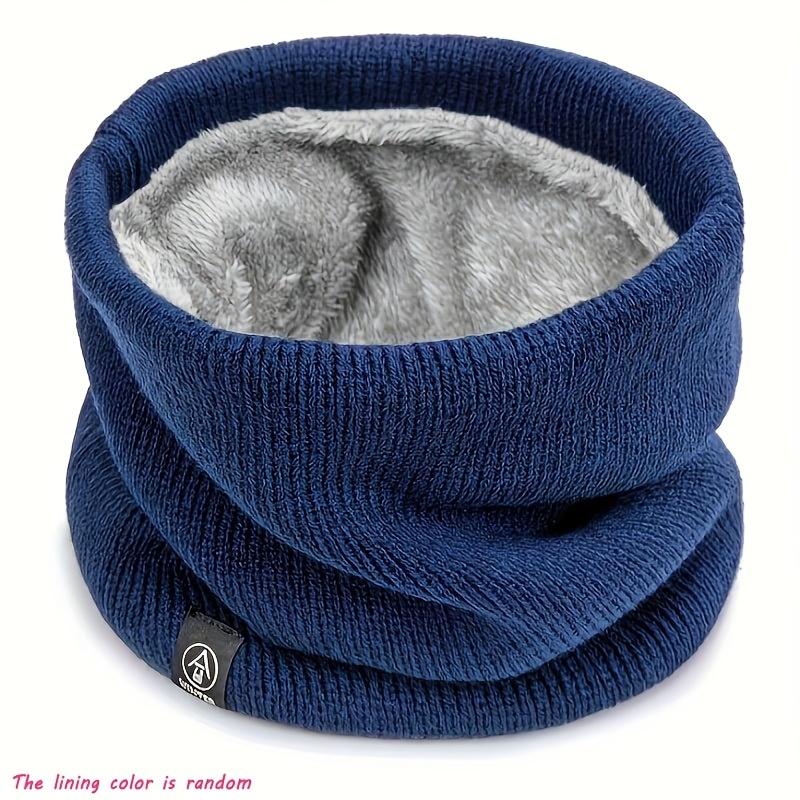 1PC Elegant Solid Color Polyester Scarf - with Velvet Lining - Retractable Knitted Neck - Warm