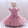 Платье принцессы Платье для маленьких девочек с бантом Платье для крещения для девочек Тюлевые платья для первого дня рождения Одежда для малышей Пышное платье невесты