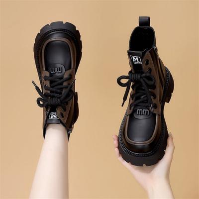 Модные ботинки Мартина в британском стиле женские 2025 осень и зима новые толстый каблук маленький бархат интернет-знаменитость популярные короткие ботинки