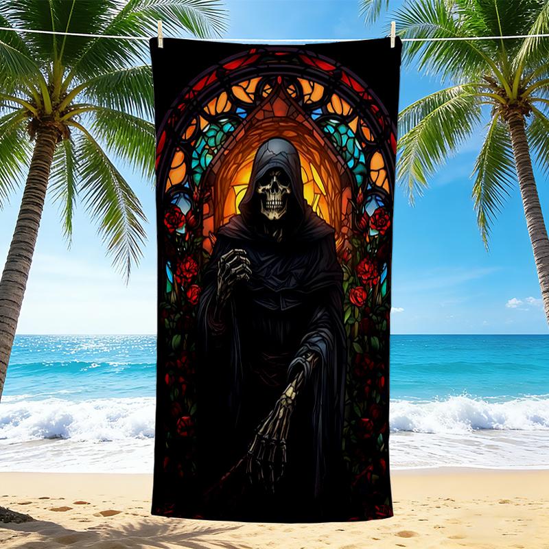 1Pc Gothic Glass Reaper Beach Towel Quick Dry Multiuse For Beach Pool Gym Yoga Home Travel Christmas Halloween Xmas Gift G13