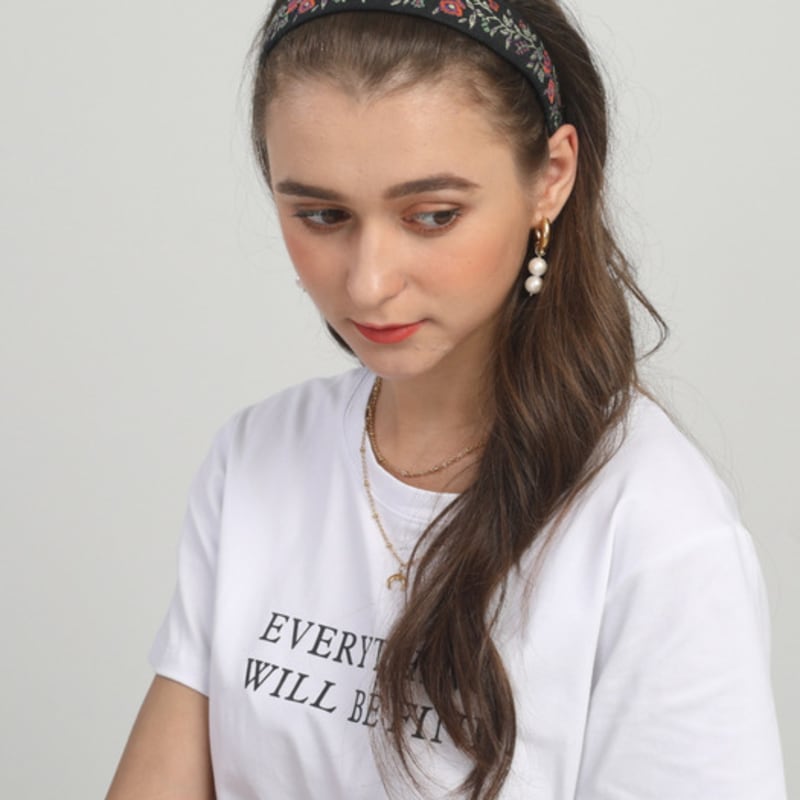 LALA Повязка для волос с розовым узором P-Черный Красный