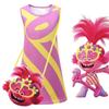 Trolls Poppy Cosplay Costume For Girls With Comfortable Soft Fabric And Vibrant Pink Color