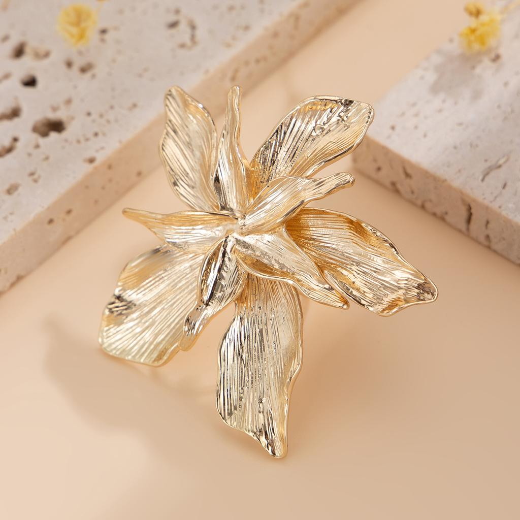 Exaggerated Bilayer Big Flower Ring for Women Personality Metal Punk Party Finger Ring Jewelry Accessories