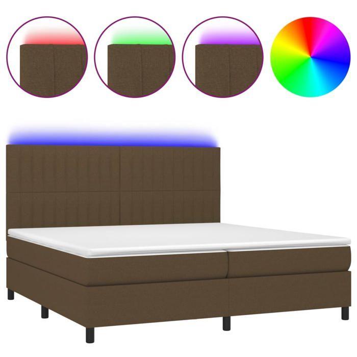 VidaXL Bed Slatted Base with Mattress and LED, Upholstered Bed with Headboard, Double Bed, Adult Bedroom Bed, 3135064