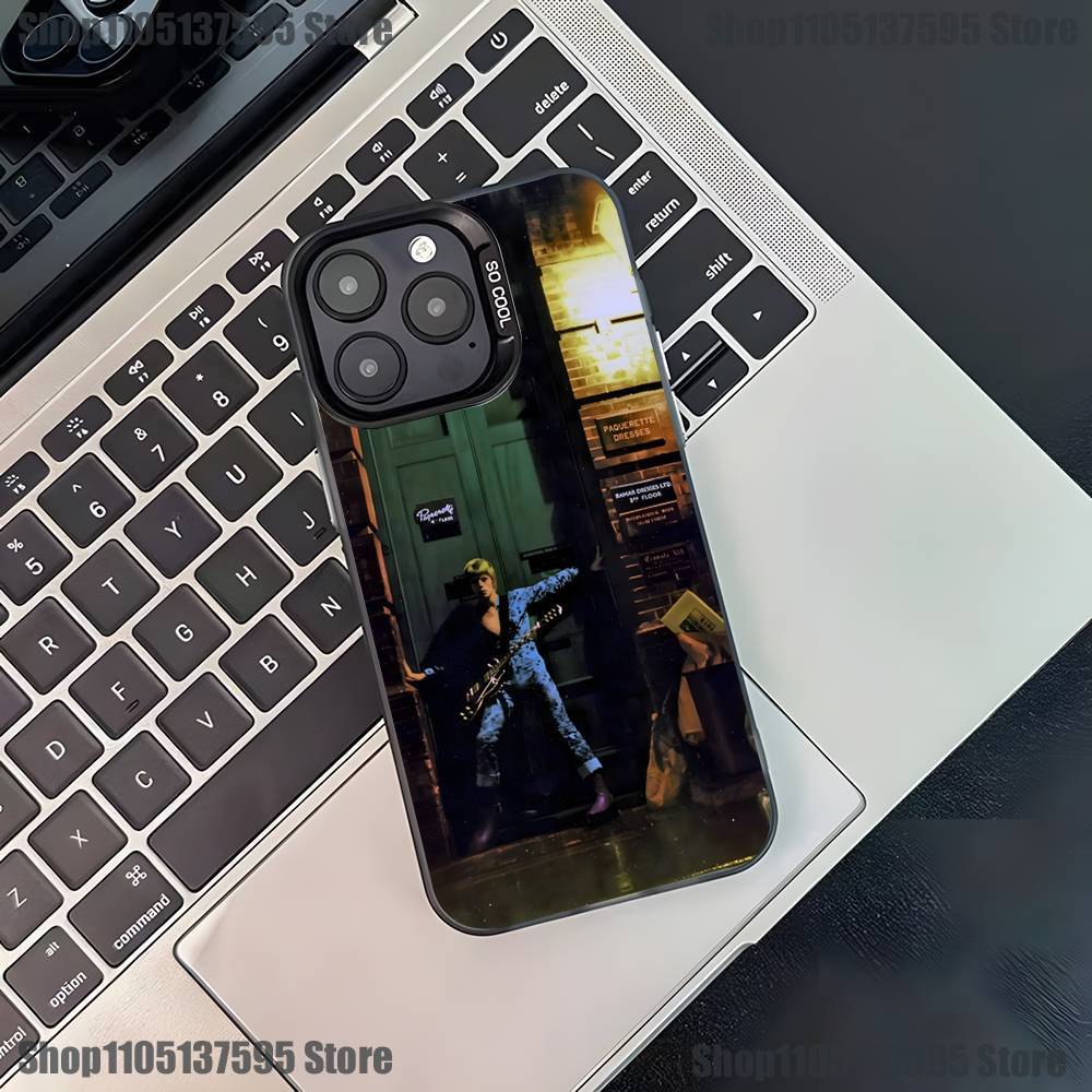 Чехол для телефона D-David Cool B-bowie для iPhone 17,16,15,14,13,12,11,Pro,XS,Max,Plus,Mini,SE4,E Черный Матовый Ударопрочный Чехол