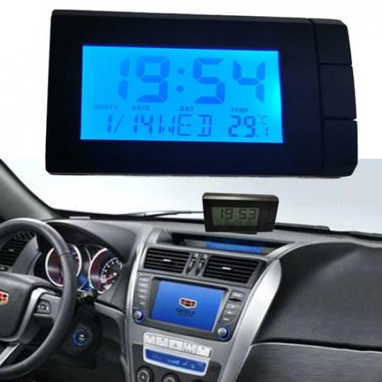 Car LCD Digital Display Clock Temperature 2 in 1 Auto Watch Thermometer Ornament