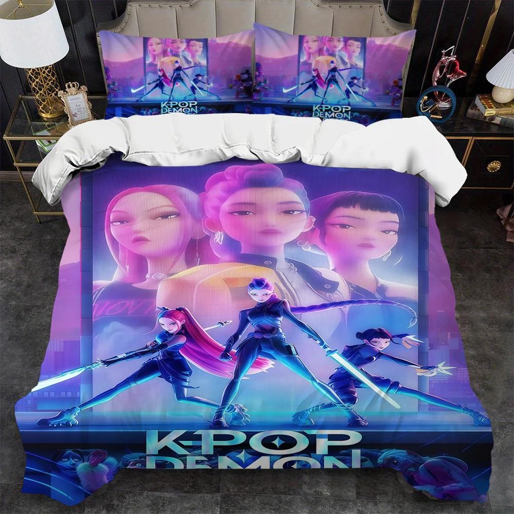 Подарок для девочки Детское постельное белье K-Pop Охотник на демонов Микрофибра Пододеяльник Украшение для спальни Комплекты постельного белья Набор наволочек