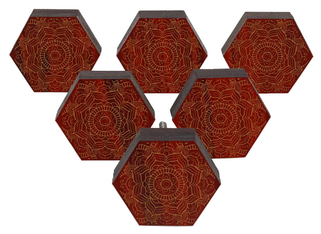 IBA Indianbeautifulart Коричневые ручки с гравировкой Набор из 10 деревянных дверных ручек для шкафа Ящик