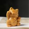 Золотой Сандаловый Талисман Счастливый Кот: Настольное украшение из дерева венге, креативная резьба, ручная полка-дисплей