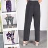 WTEMPO Женские весенне-летние эластичные тонкие брюки с высокой талией и принтом из ледяного шелка с широкими штанинами, свободные укороченные брюки для мамы