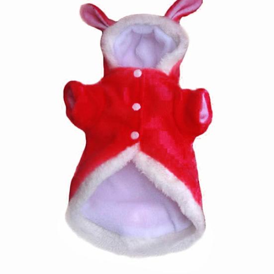 Мягкая флисовая куртка с ушками кролика на капюшоне для домашних питомцев