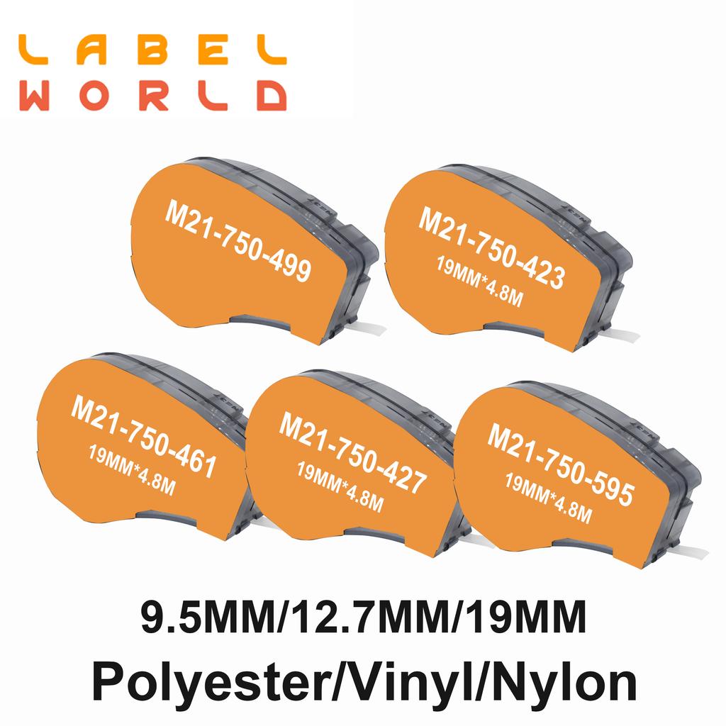 1PK M21-375-595/M21-750-430/M21-750-7425 Black On WhiteCompatible BRADY BMP21 PLUS Handheld Label Printer Self-Laminating Vinyl