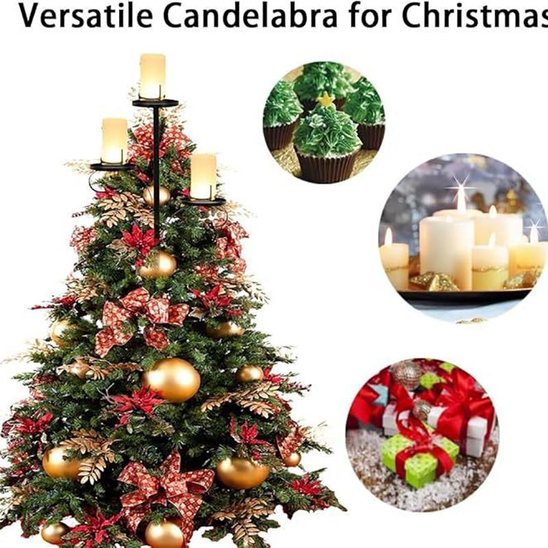 Черный тройной верхушка для дерева, подсвечник для верхушки дерева, верхушка для канделябра