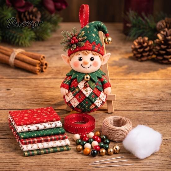 DIY Projects for Winter Festivals Patchwork Ornament Kit Christmas Holiday Decoration, Decorative Fabric Creative Festive Living Space Accents