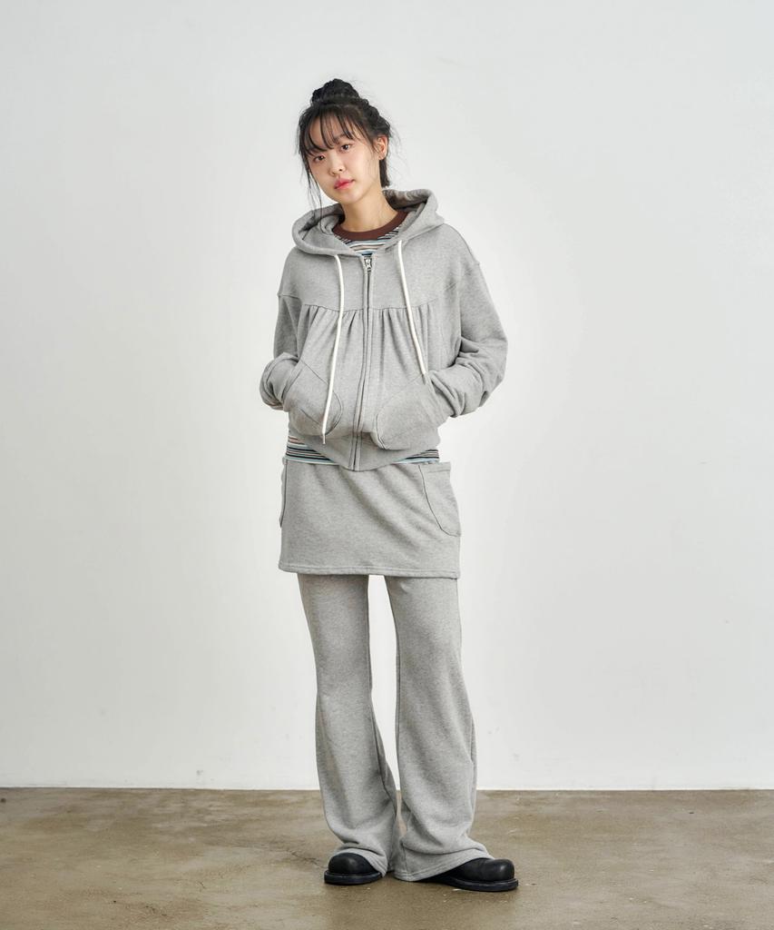KIJIKO Ke611-Bootcut Skirt Pants Melange Gray