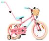 Kids White Pink Mint LOVEL 16" Steel Bike with Training Wheels & Wicker Basket